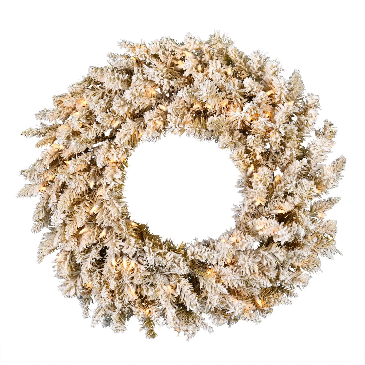 24" Warm White Dura-Lit® LED Frosted Gold Wreath
